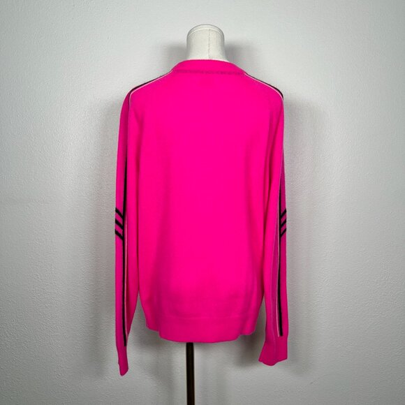 Brodie Cashmere Barbie Pink Aspen Stripe Sweater - Size L - Picture 3 of 7